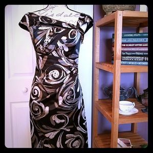 LIKE NEW - Maggy London Ruched satin asymmetrical